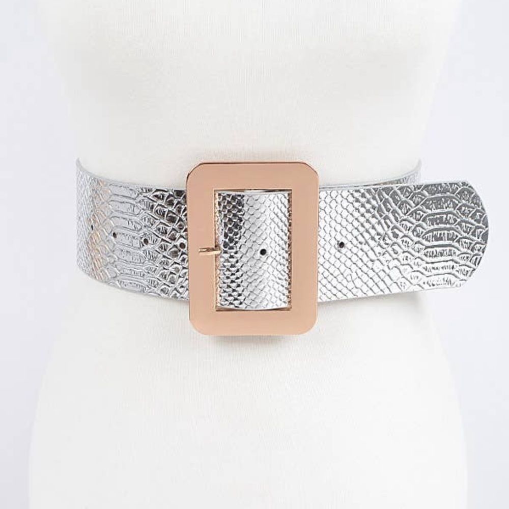 Silver Metallic Snake Belt